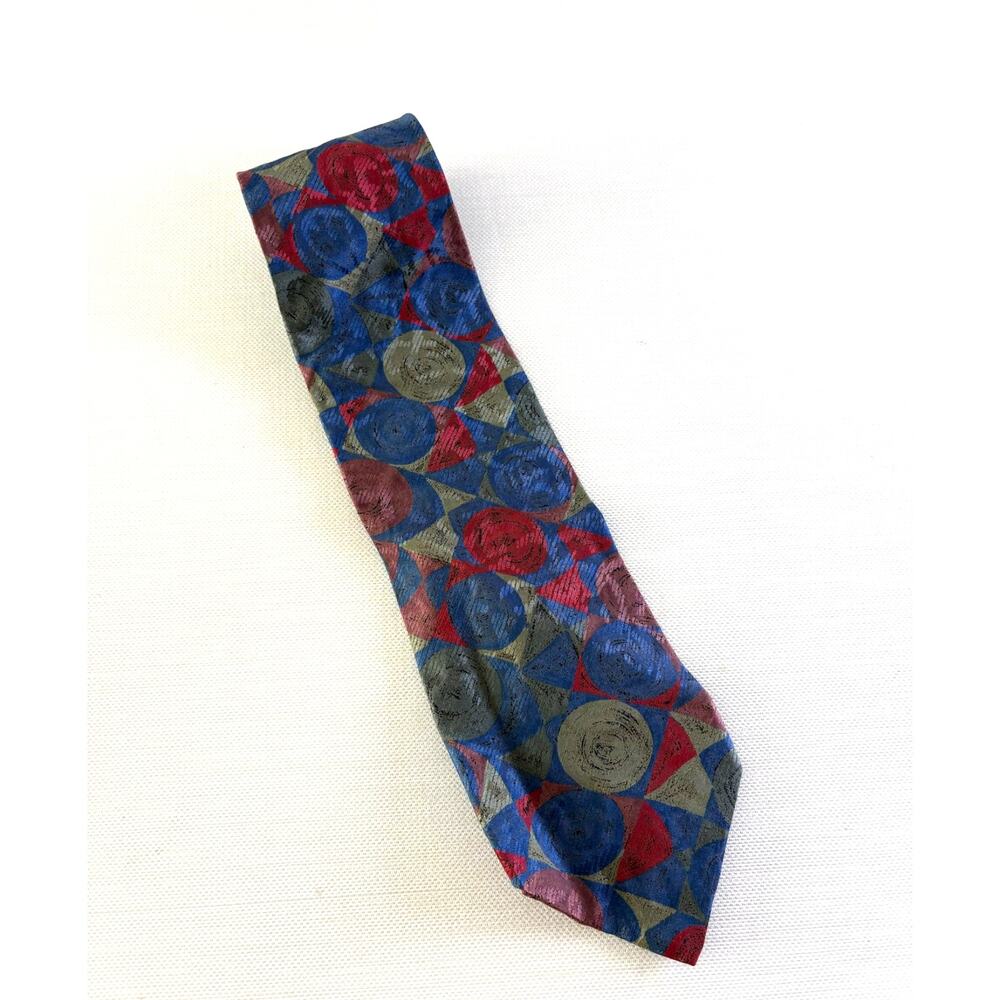 Zylos George Machado 100% Italian silk tie 1990s geometric pattern